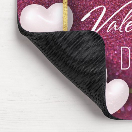 Valentijnsdag White Hearts Glitter - Mousepad Muismat (Hoek)