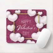 Valentijnsdag White Hearts Glitter - Mousepad Muismat (Met muis)