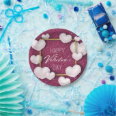 Valentijnsdag White Hearts Glitter Paper Bord (Feest)