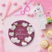 Valentijnsdag White Hearts Glitter Paper Bord (Feest)