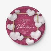 Valentijnsdag White Hearts Glitter Paper Bord (Voorkant)