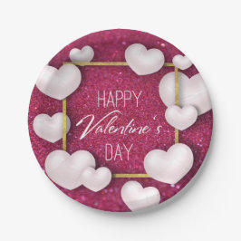Valentijnsdag White Hearts Glitter Paper Bord