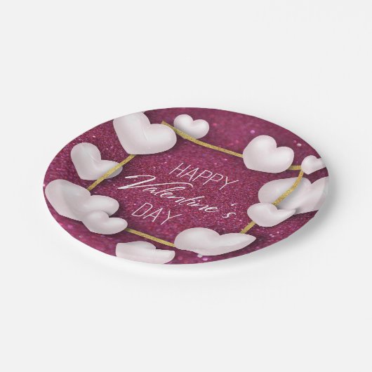 Valentijnsdag White Hearts Glitter Paper Bord (Gekanteld)