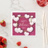 Valentijnsdag White Hearts Glitter Paper Napkin Servet (Insitu)