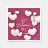 Valentijnsdag White Hearts Glitter Paper Napkin Servet (Voorkant)