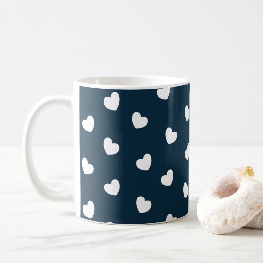 Valentijnsdag White Hearts Pattern Koffiemok (Met donut)