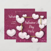 Valentijnsdag White Hearts - Uitnodiging voor een  (Voorkant / Achterkant)