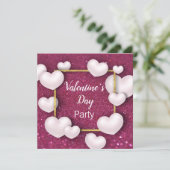 Valentijnsdag White Hearts - Uitnodiging voor een  (Staand voorkant)