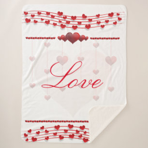 Valentijnsdag White / Roze harten Sherpa Blanket Deken