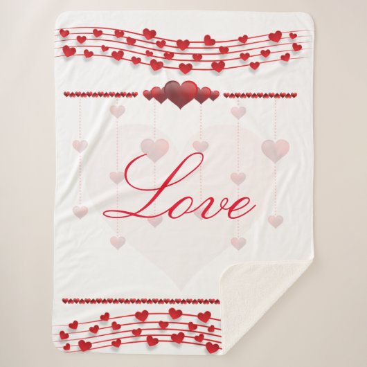 Valentijnsdag White / Roze harten Sherpa Blanket Deken (Voorkant)