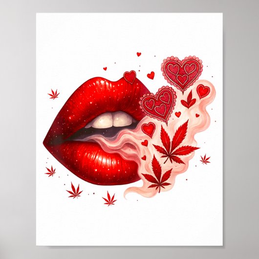 Valentijnsdag Wiet Liefhebber Stoner Babe Poster (Voorkant)