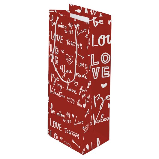 Valentijnsdag Wijn Cadeautas (Voorkant Gekanteld)
