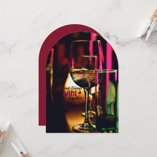 Valentijnsdag Wijn Charcuterie Vriendenfeest Kaart (Voorkant / Achterkant in situ)