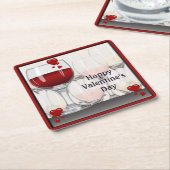 Valentijnsdag Wijntesteeltpartij Kartonnen Onderzetters (Schuin)