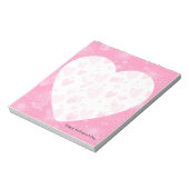 Valentijnsdag Wit hart en roze achtergrond Notitieblok (Linkerzijde)