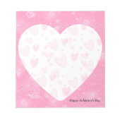 Valentijnsdag Wit hart en roze achtergrond Notitieblok (Voorkant)