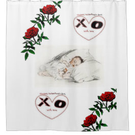 Valentijnsdag wit schoengordijn douchegordijn