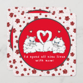 Valentijnsdag Witte Perzische Katten met Harten (Voorkant / Achterkant)