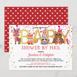 Valentijnsdag Woodland Animal Baby shower per post Kaart