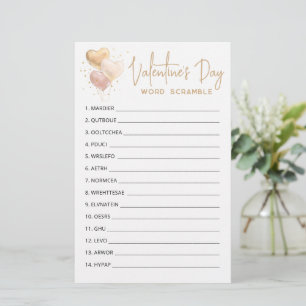 Valentijnsdag Woord Door Elkaar Spel feestspel