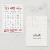 Valentijnsdag Word-zoekopdracht bevestigen Notitiekaartje (Voorkant / Achterkant)