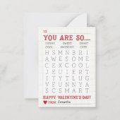 Valentijnsdag Word-zoekopdracht bevestigen Notitiekaartje (Voorkant)