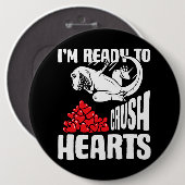 Valentijnsdag worstelen dinosaurus im klaar om te  ronde button 6,0 cm (Voorkant /achterkant)