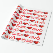 Valentijnsdag Wrapping Paper Eu amo avô Hearts Cadeaupapier (Uitgerold)