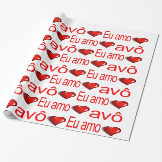 Valentijnsdag Wrapping Paper Eu amo avô Hearts Cadeaupapier (Uitgerold)