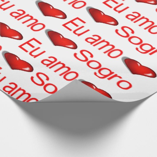 Valentijnsdag wrapping paper eu amo sogro cadeaupapier (Hoek)