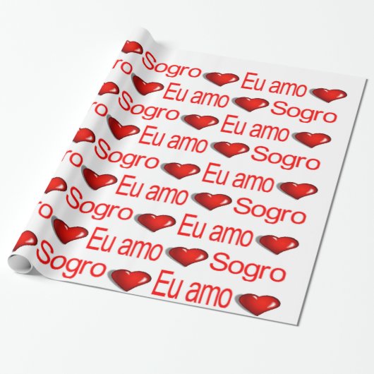 Valentijnsdag wrapping paper eu amo sogro cadeaupapier (Uitgerold)