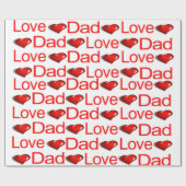Valentijnsdag Wrapping Paper Love Dad Red Hearts Cadeaupapier (Vlak)