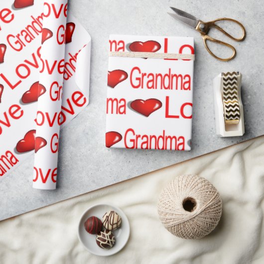 Valentijnsdag Wrapping Paper Love Grandma Hearts Cadeaupapier (Crafts)