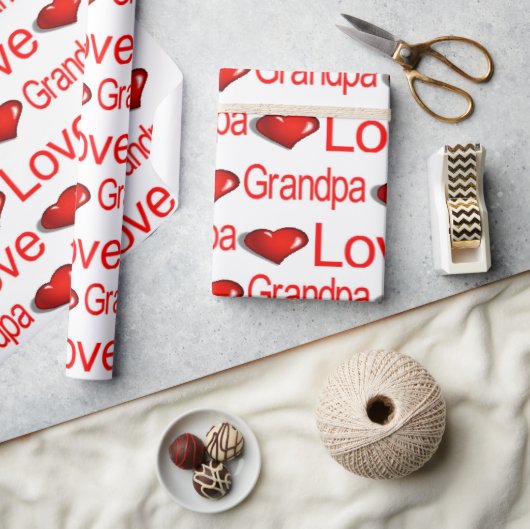 Valentijnsdag Wrapping Paper Love Grandpa Hearts Cadeaupapier (Crafts)