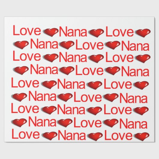 Valentijnsdag Wrapping Paper Love NanaRed Hearts Cadeaupapier (Vlak)
