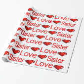 Valentijnsdag Wrapping Paper Love Sister Hearts Cadeaupapier (Uitgerold)