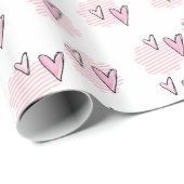 Valentijnsdag Wrapping Paper Pink Stripe Hearts Cadeaupapier (Rol Hoek)
