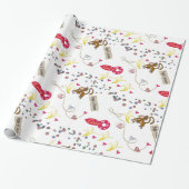 Valentijnsdag Wrapping Papier Aap Bananen Liefde (Uitgerold)