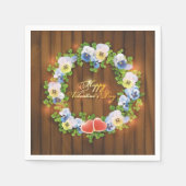 Valentijnsdag Wreath op Wooden Achtergrond Servetten (Voorkant)