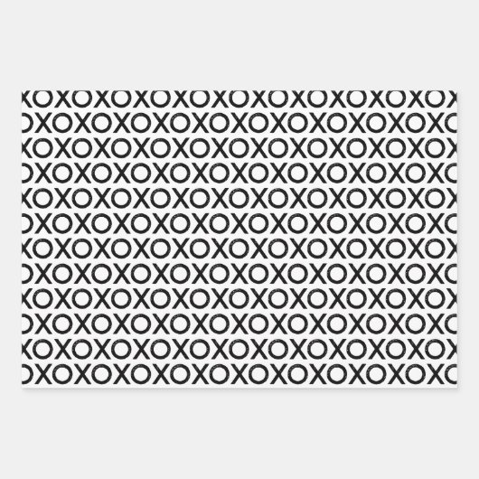 Valentijnsdag X O X O zwart wit Inpakpapier Vel (Voorkant)