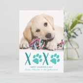 Valentijnsdag XOXO Cute Puppy Dog Foto Feestdagenkaart (Staand voorkant)