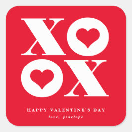 Valentijnsdag xoxo hart vierkante sticker