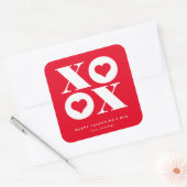 Valentijnsdag xoxo hart vierkante sticker (Envelop)