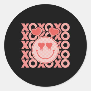 Valentijnsdag Xoxo Hearts Happy Face Val Ronde Sticker