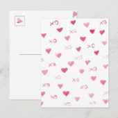 Valentijnsdag xoxo Love Sweet Waterverf Hearts Feestdagenkaart (Voorkant / Achterkant)