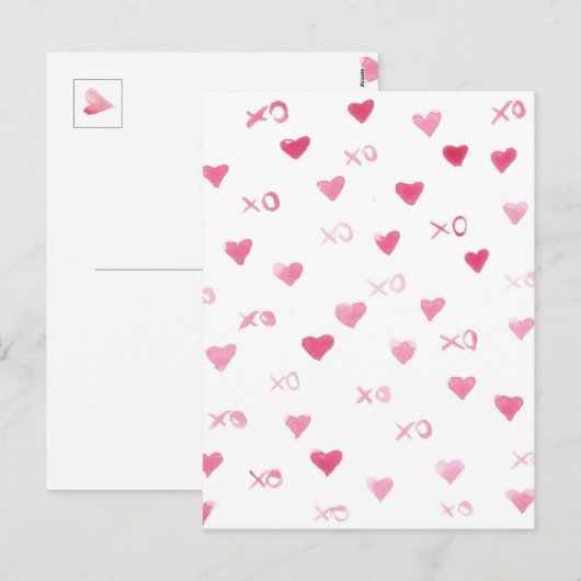 Valentijnsdag xoxo Love Sweet Waterverf Hearts Feestdagenkaart (Voorkant / Achterkant)