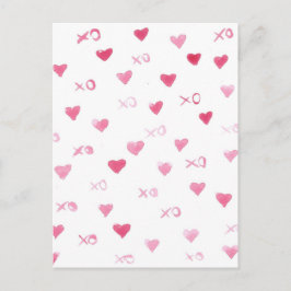Valentijnsdag xoxo Love Sweet Waterverf Hearts Feestdagenkaart
