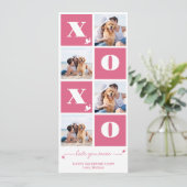 Valentijnsdag XOXO Modern Pink 4 Fotocollage Feestdagenkaart (Staand voorkant)