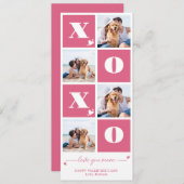 Valentijnsdag XOXO Modern Pink 4 Fotocollage Feestdagenkaart (Voorkant / Achterkant)