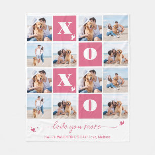 Valentijnsdag XOXO Modern Pink 4 Fotocollage Fleece Deken